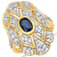 1.54 Carat Blue Sapphire and Diamond Sterling Silver Ring