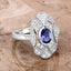 1.17 Carat Genuine Tanzanite & White Topaz Sterling Silver Ring