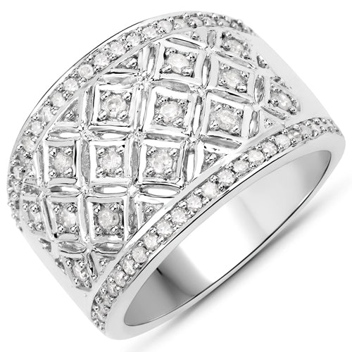 0.52 Carat Genuine White Diamond Sterling Silver Engagement Ring