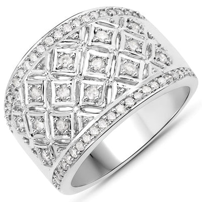 Bague de fiançailles en argent sterling avec diamant blanc véritable de 0,52 carat