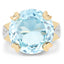 Anillo de Topacio Azul y Topacio Blanco Bañado en Oro Amarillo de 14K