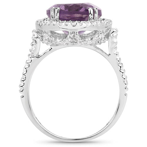 5.55 Carat Amethyst & White Topaz Sterling Silver Ring