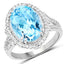 8.15 Carat Blue Topaz & White Topaz Sterling Silver Ring