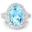 8.15 Carat Blue Topaz & White Topaz Sterling Silver Ring