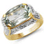 14K Yellow Gold Plated Green Amethyst & White Topaz Ring