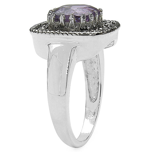 Anillo de plata esterlina de 2.53 quilates de amatista y tanzanita genuina