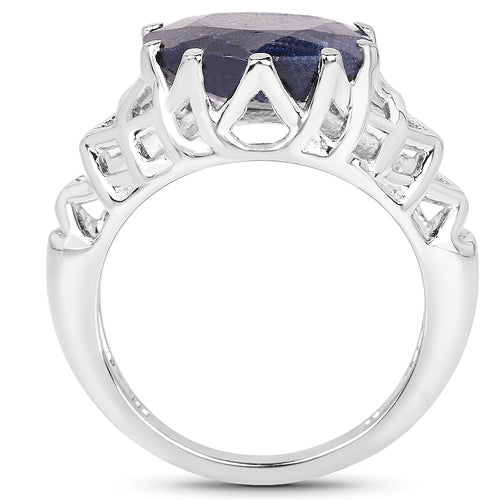 5.94 Carat Dyed Sapphire Sterling Silver Engagement Ring
