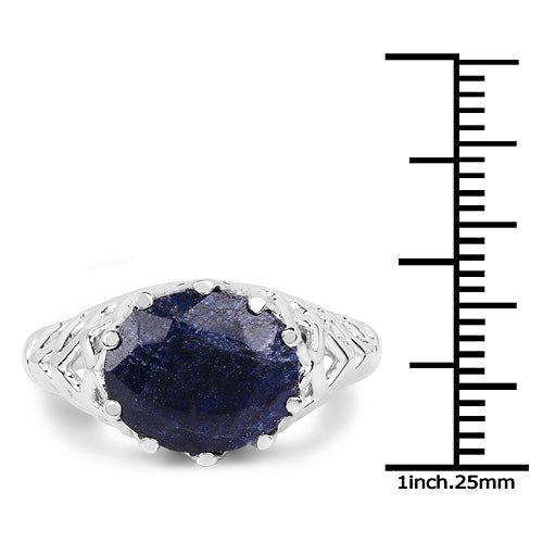 5.94 Carat Dyed Sapphire Sterling Silver Engagement Ring