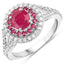 1.95 Carat Ruby and Diamond 14K White Gold Engagement Ring