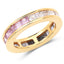 14K Yellow Gold Plated Multi Sapphire Eternity Ring