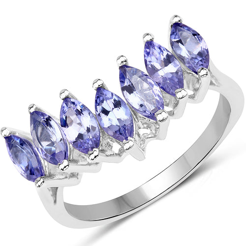 Anillo de Compromiso de Plata Esterlina con Tanzanita Genuina de 1.68 Quilates