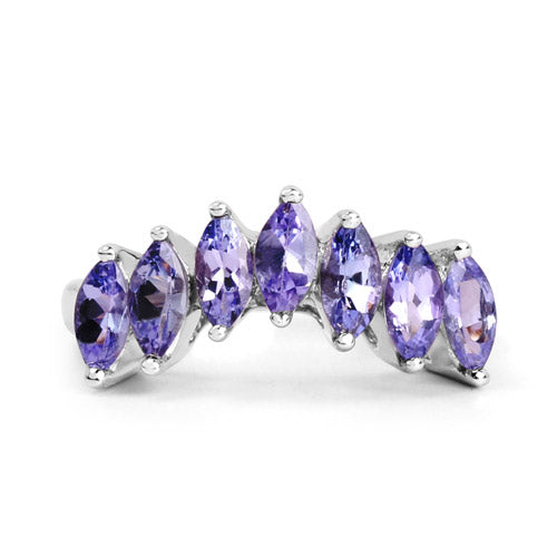 Anillo de Compromiso de Plata Esterlina con Tanzanita Genuina de 1.68 Quilates