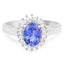 Anillo de Plata de Ley con Tanzanita Genuina de 1.45 Quilates y Zirconia Blanca