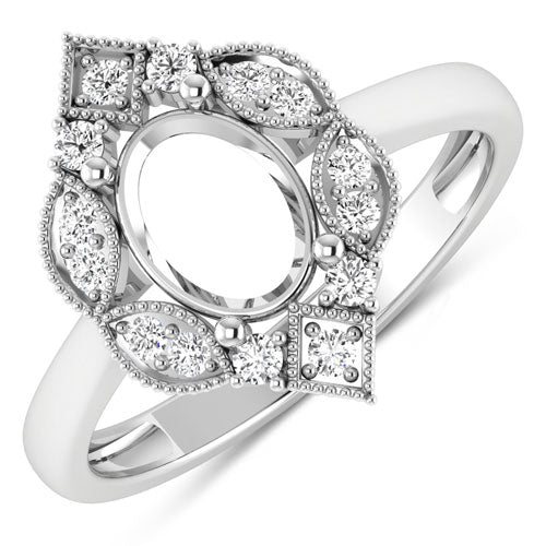 Anillo de Compromiso Semi Montura de Diamante Blanco de 0.20 Quilates en Oro Blanco de 14K
