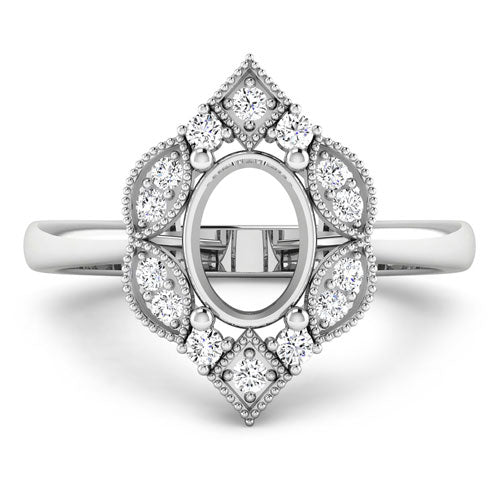 Anillo de Compromiso Semi Montura de Diamante Blanco de 0.20 Quilates en Oro Blanco de 14K