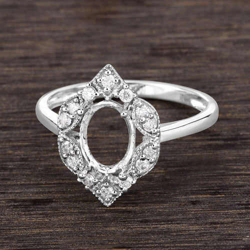 Anillo de Compromiso Semi Montura de Diamante Blanco de 0.20 Quilates en Oro Blanco de 14K