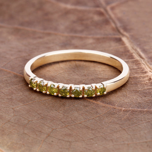 0.22 Carat Genuine Dark Yellow Diamond 14K Yellow Gold Engagement Ring