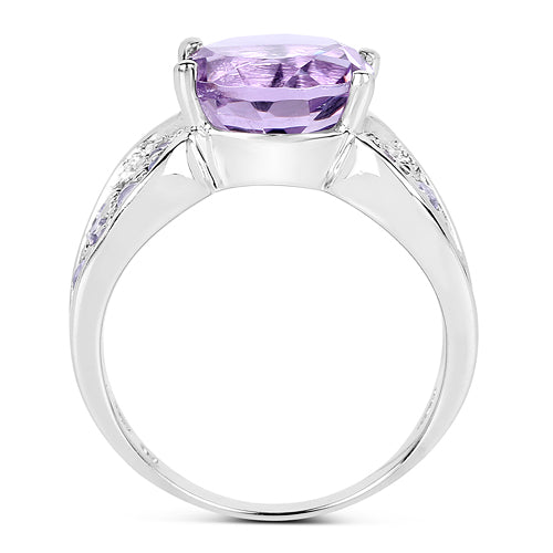 4.07 Carat Genuine Amethyst & Tanzanite Sterling Silver Ring