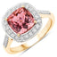 Bague en or 14K avec tourmaline rose royal de 2,71 carats et diamants