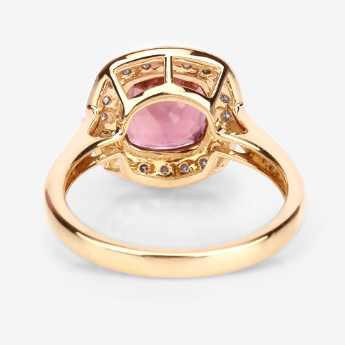 Bague en or 14K avec tourmaline rose royal de 2,71 carats et diamants