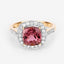 Bague en or 14K avec tourmaline rose royal de 2,71 carats et diamants