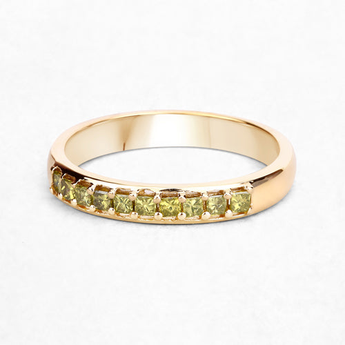 Anillo de Compromiso de Diamante Amarillo Genuino de 0.27 Quilates en Oro Amarillo de 14K
