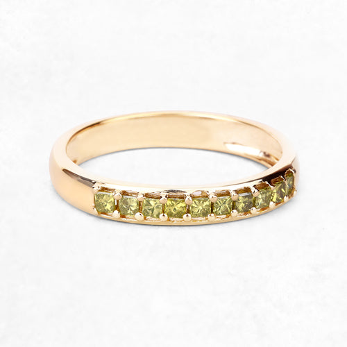 Anillo de Compromiso de Diamante Amarillo Genuino de 0.27 Quilates en Oro Amarillo de 14K