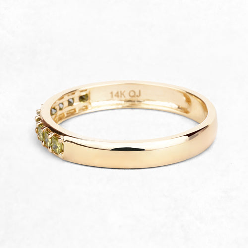 Anillo de Compromiso de Diamante Amarillo Genuino de 0.27 Quilates en Oro Amarillo de 14K