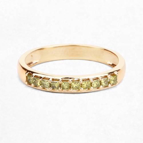 Anillo de Compromiso de Diamante Amarillo Genuino de 0.27 Quilates en Oro Amarillo de 14K