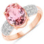 Bague en or rose 14K avec tourmaline rose et diamants de 3,11 carats