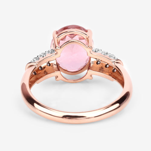 Bague en or rose 14K avec tourmaline rose et diamants de 3,11 carats
