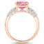 Bague en or rose 14K avec tourmaline rose et diamants de 3,11 carats