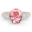 Bague en or rose 14K avec tourmaline rose et diamants de 3,11 carats