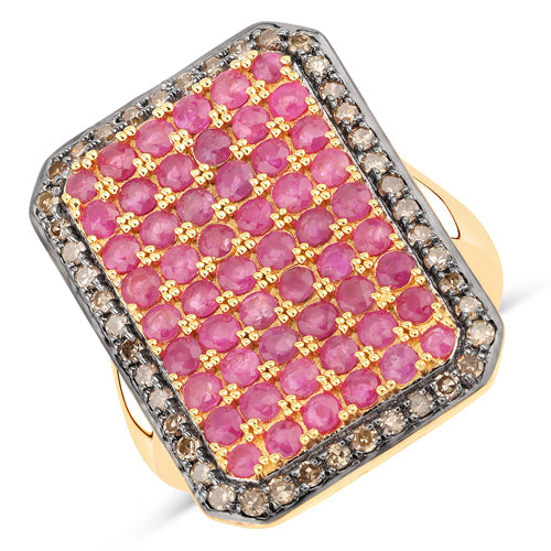 Bague de fiançailles en argent sterling avec rubis et diamants de 3,14 carats