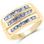 Bague en cluster en saphir bleu plaqué or jaune 14K