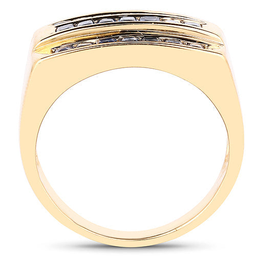 Bague en cluster en saphir bleu plaqué or jaune 14K