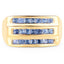 Bague en cluster en saphir bleu plaqué or jaune 14K