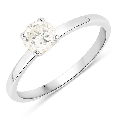 0.61 Carat Genuine White Diamond 14K White Gold Engagement Ring