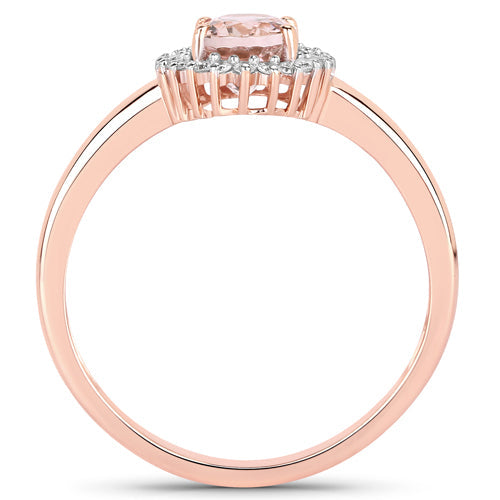 Bague de fiançailles en morganite et diamant de 0,81 carat en or rose 14K