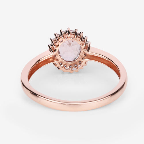 Bague de fiançailles en morganite et diamant de 0,81 carat en or rose 14K