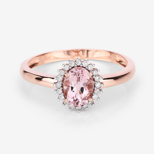 Bague de fiançailles en morganite et diamant de 0,81 carat en or rose 14K