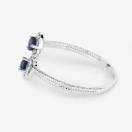 0.34 Carat Blue Sapphire & Diamond 14K White Gold Engagement Ring