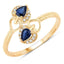Bague de fiançailles en saphir bleu et diamant de 0,34 carat en or jaune 14K