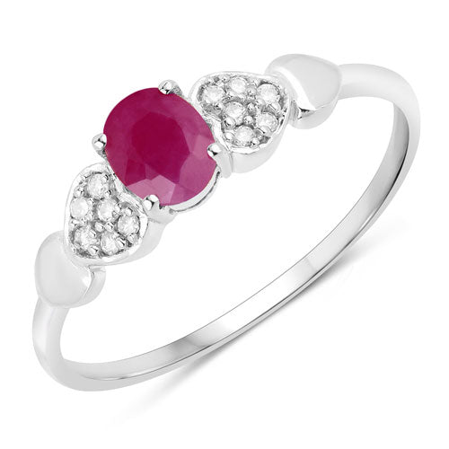 0.36 Carat Ruby and Diamond 14K White Gold Engagement Ring