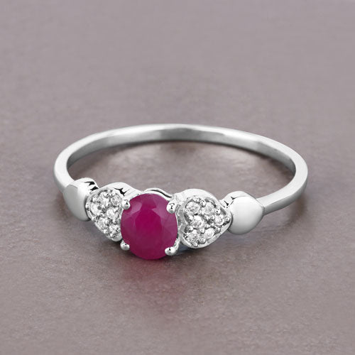 0.36 Carat Ruby and Diamond 14K White Gold Engagement Ring