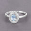 Bague de fiançailles en or blanc 14K avec aquamarine et diamant de 0,44 carat