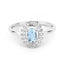 Bague de fiançailles en or blanc 14K avec aquamarine et diamant de 0,44 carat