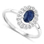 0.52 Carat Blue Sapphire & White Diamond 14K White Gold Engagement Ring