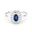 0.52 Carat Blue Sapphire & White Diamond 14K White Gold Engagement Ring