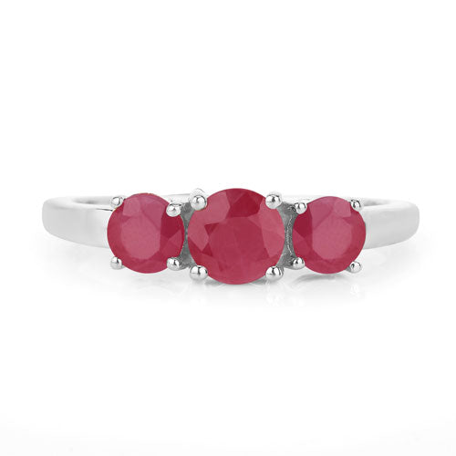 Anillo de Compromiso de Rubí Genuino de 1.15 Quilates en Oro Blanco de 14K